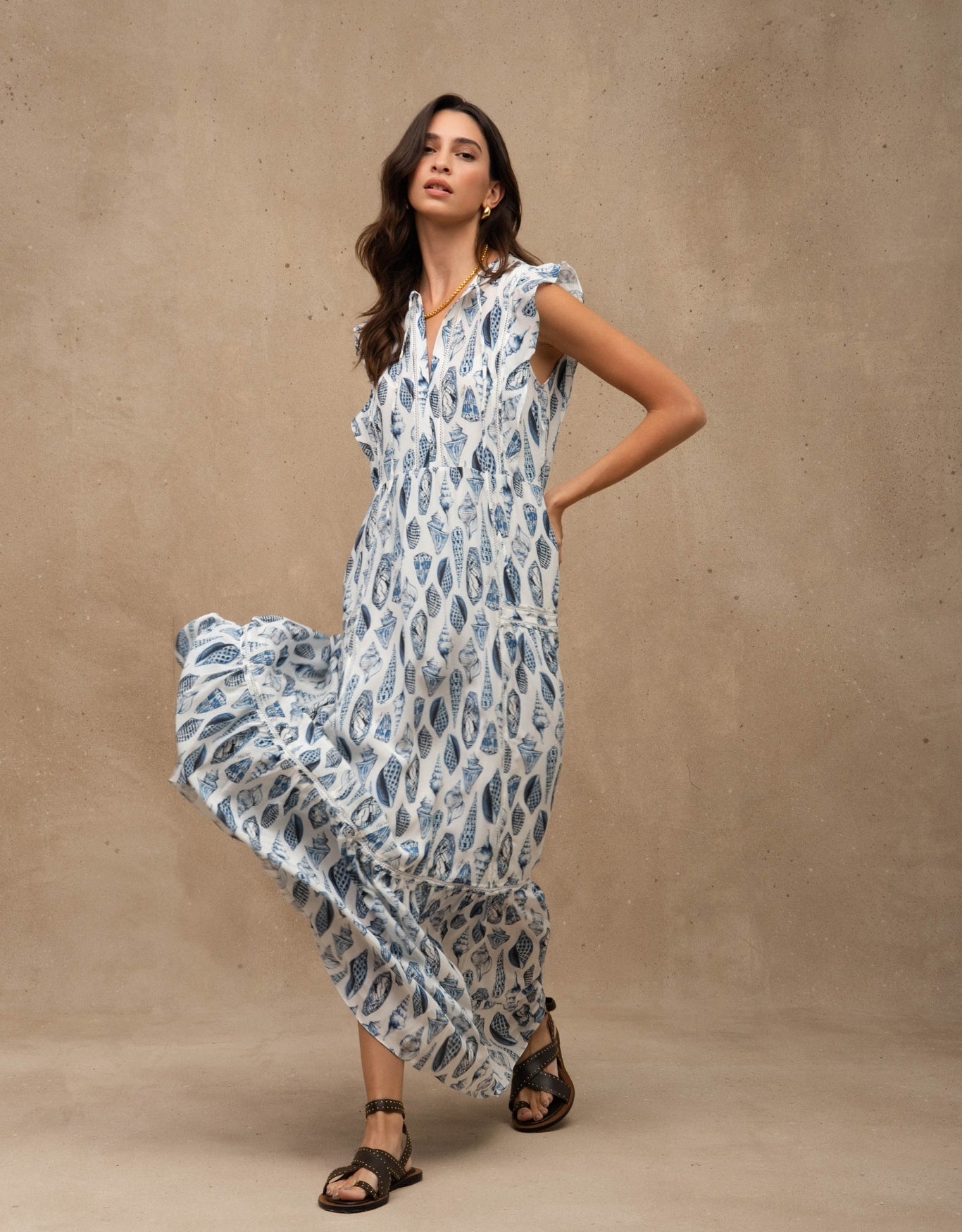 VESTIDO JULIETA LONGO ESTAMPADO MADRE REINA SEDA