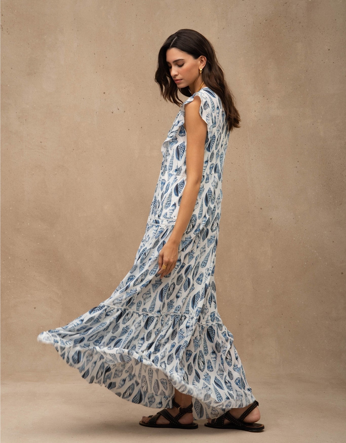 VESTIDO JULIETA LONGO ESTAMPADO MADRE REINA SEDA