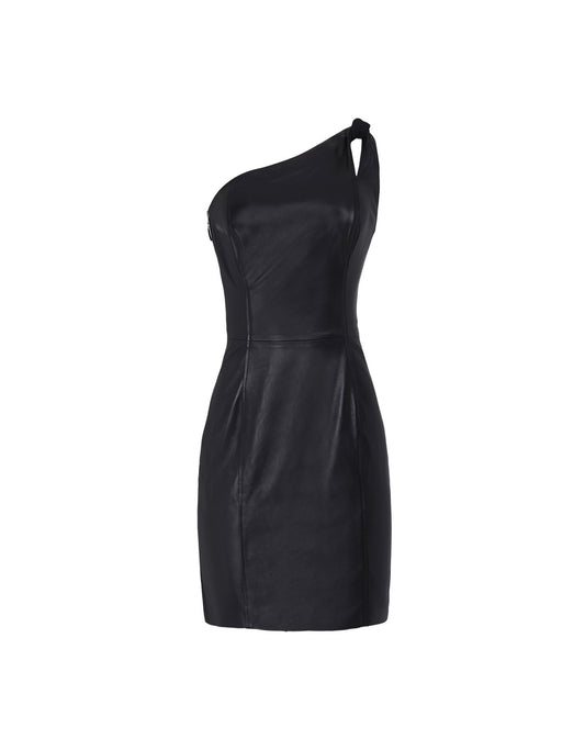 VESTIDO HELENA MADRE REINA COURO COM MALHA PRETO