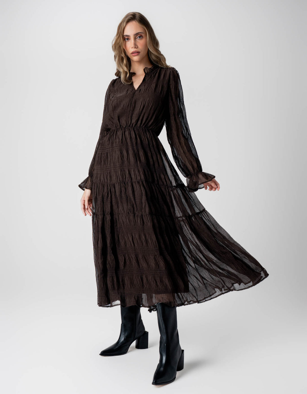 VESTIDO ISABELLA MADRE REINA CHOCOLATE