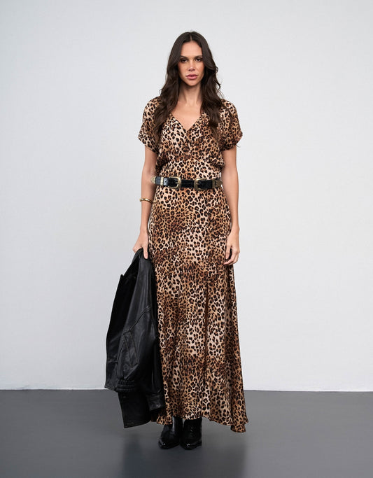 VESTIDO MADRE REINA SEDA ANIMAL PRINT