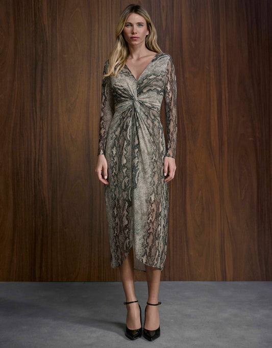 VESTIDO MANGA LONGA SNAKE MADRE REINA TULE ESTAMPA SNAKE