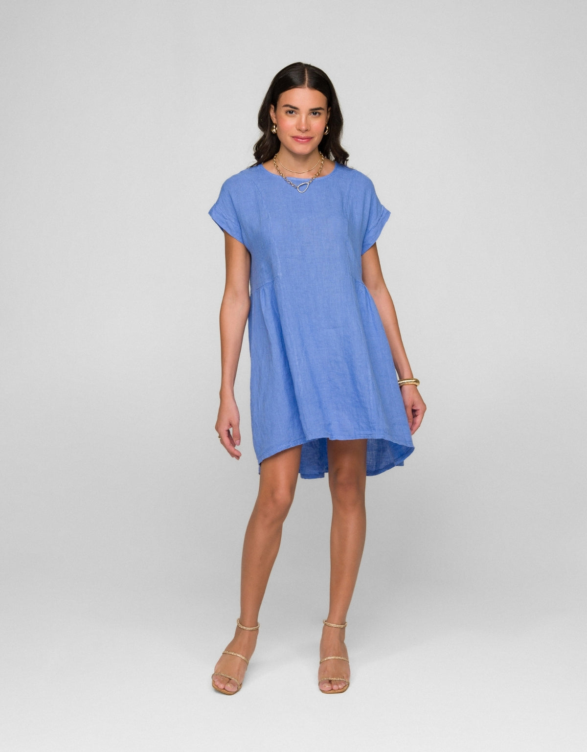 VESTIDO MANU MADRE REINA LINHO AZUL LAVANDA