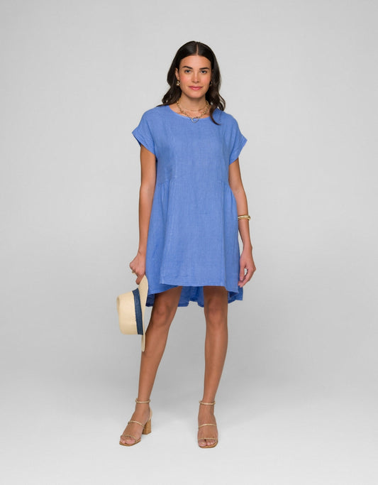 VESTIDO MANU MADRE REINA LINHO AZUL LAVANDA