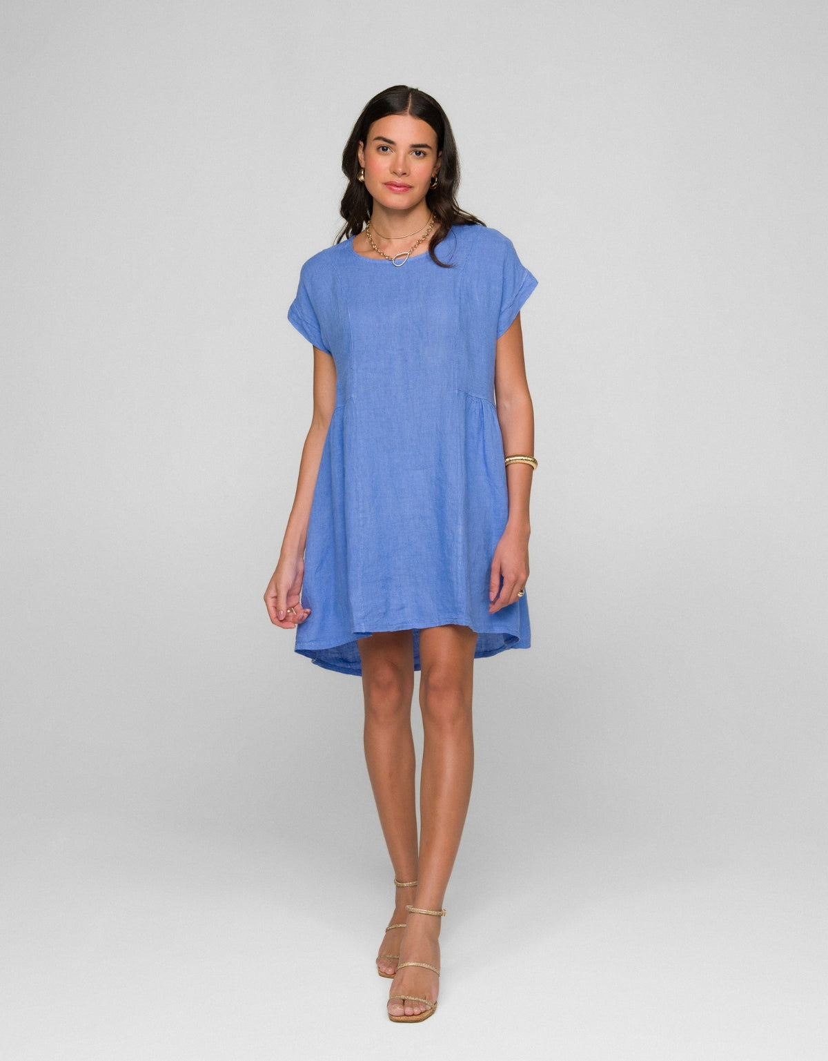 VESTIDO MANU MADRE REINA LINHO AZUL LAVANDA