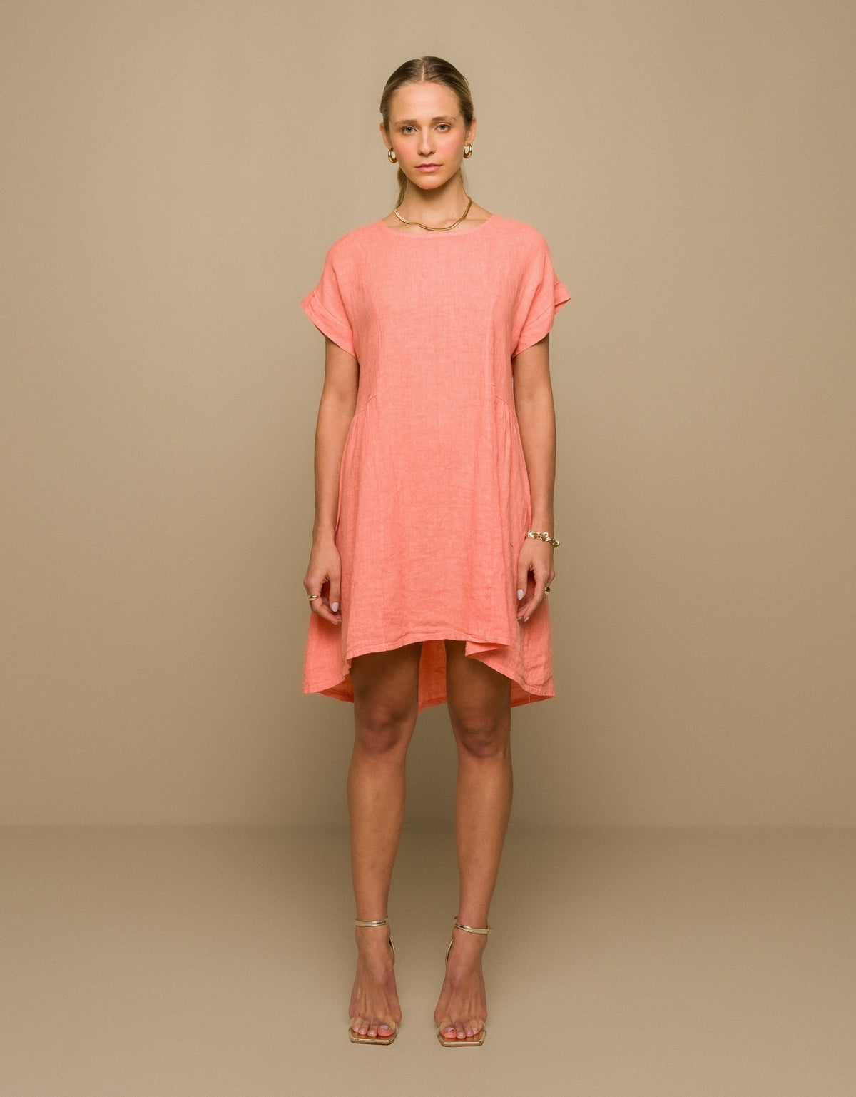 VESTIDO MANU MADRE REINA LINHO LARANJA PITANGA