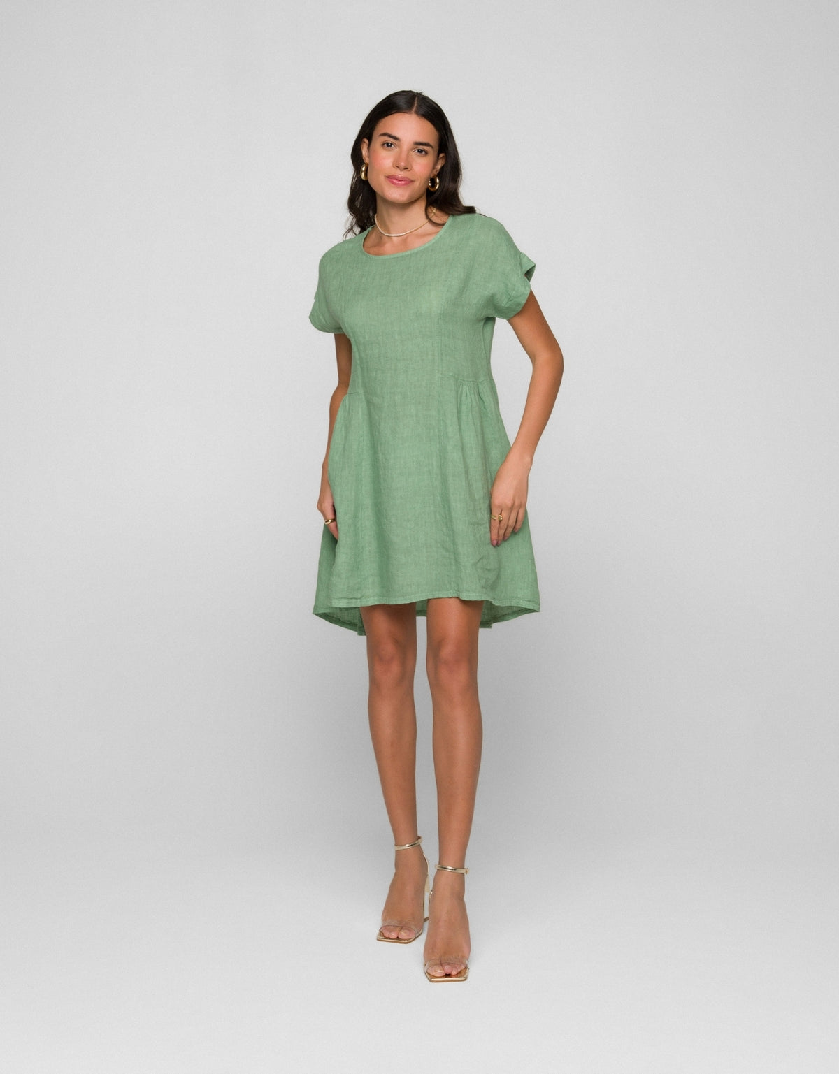 VESTIDO MANU MADRE REINA LINHO VERDE MENTA