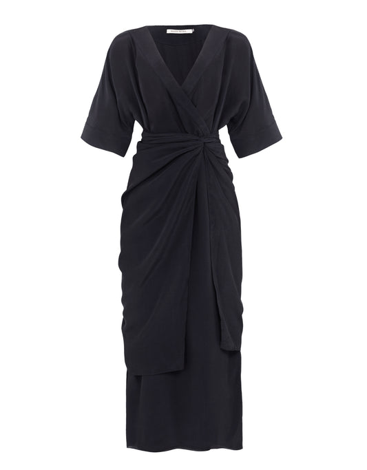 VESTIDO SIMONE MADRE REINA SEDA PRETO