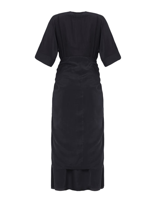 VESTIDO SIMONE MADRE REINA SEDA PRETO