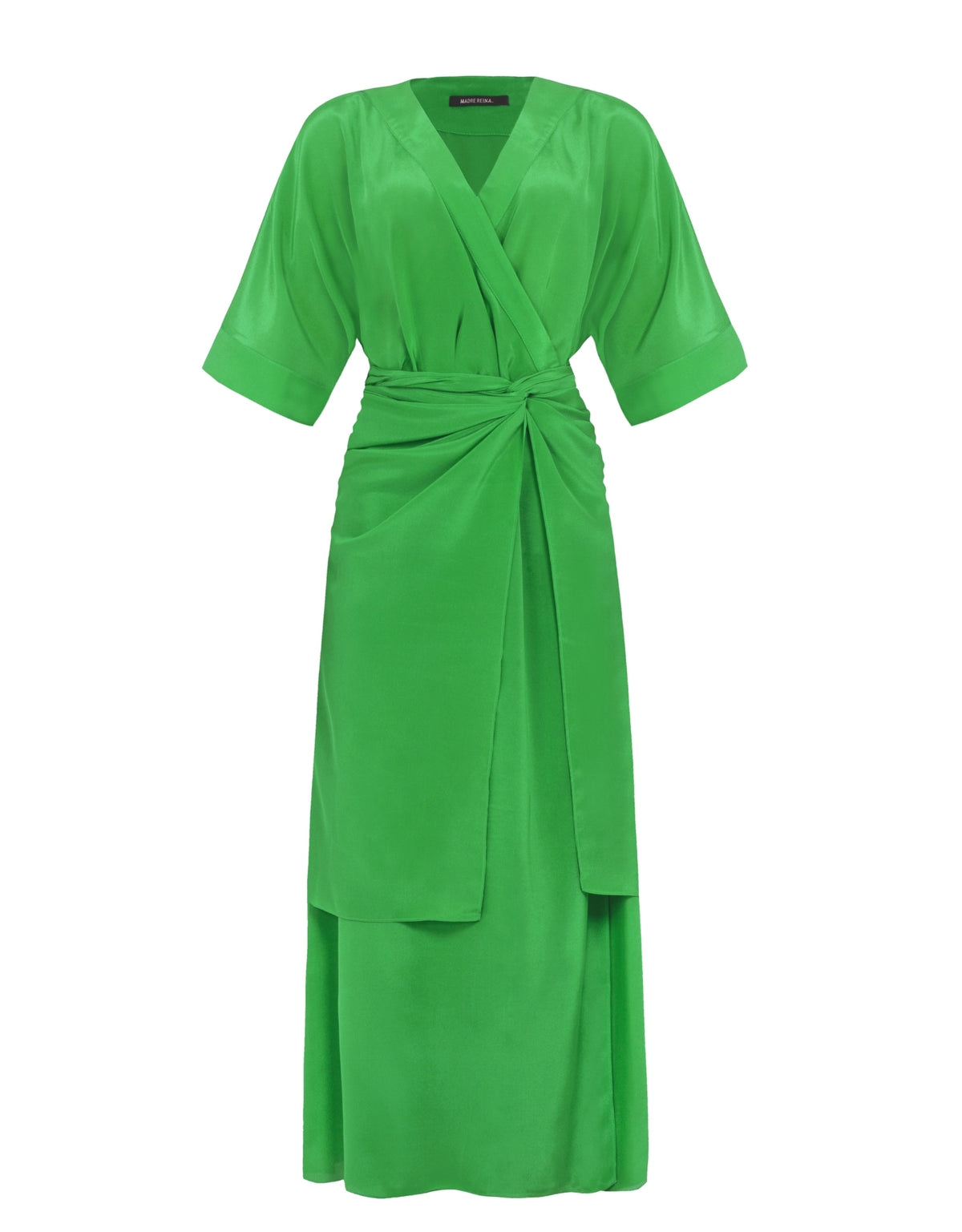 VESTIDO SIMONE MADRE REINA SEDA VERDE LEAF