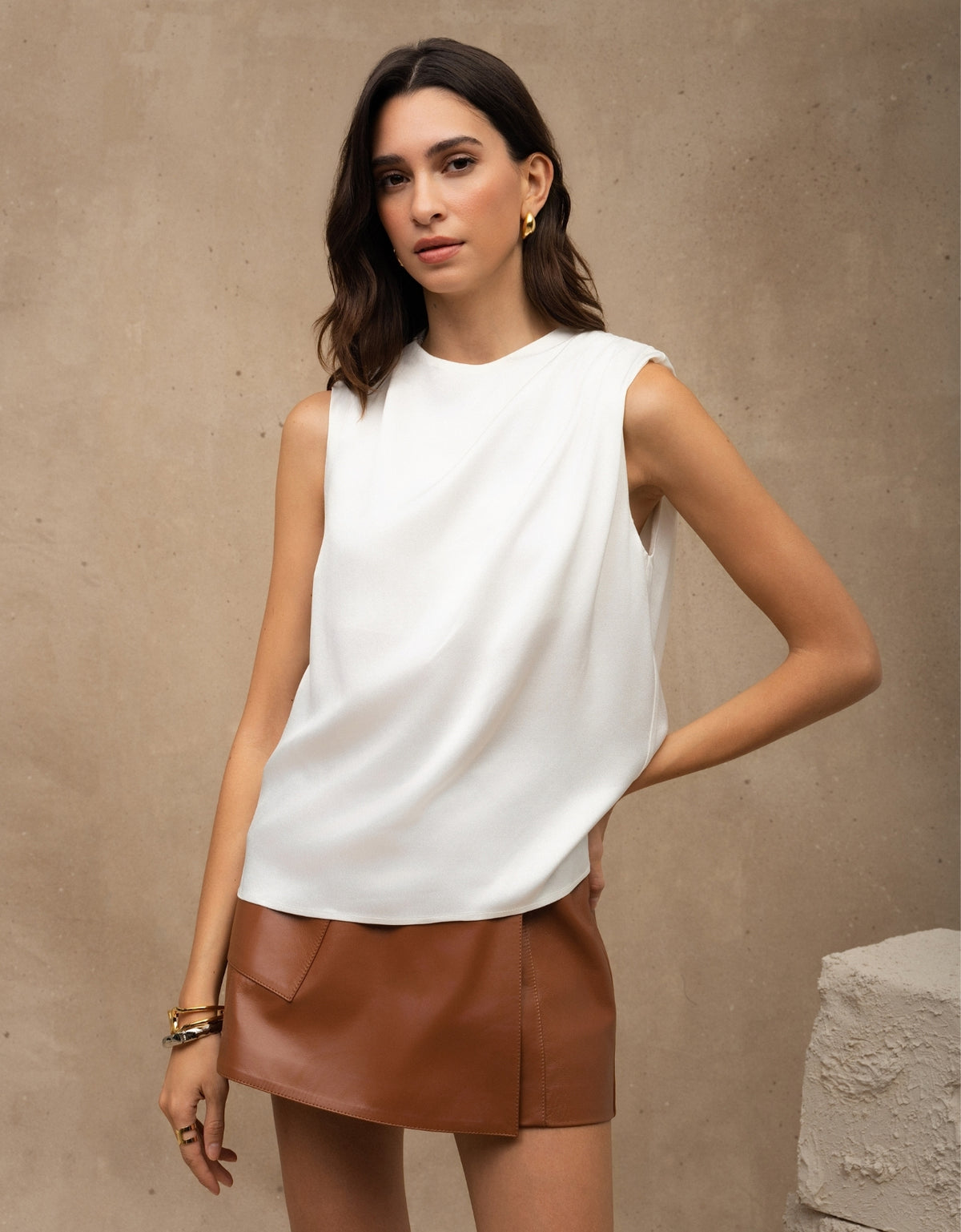 BLUSA BRENDA MADRE  REINA CREPE PATOU OFF WHITE