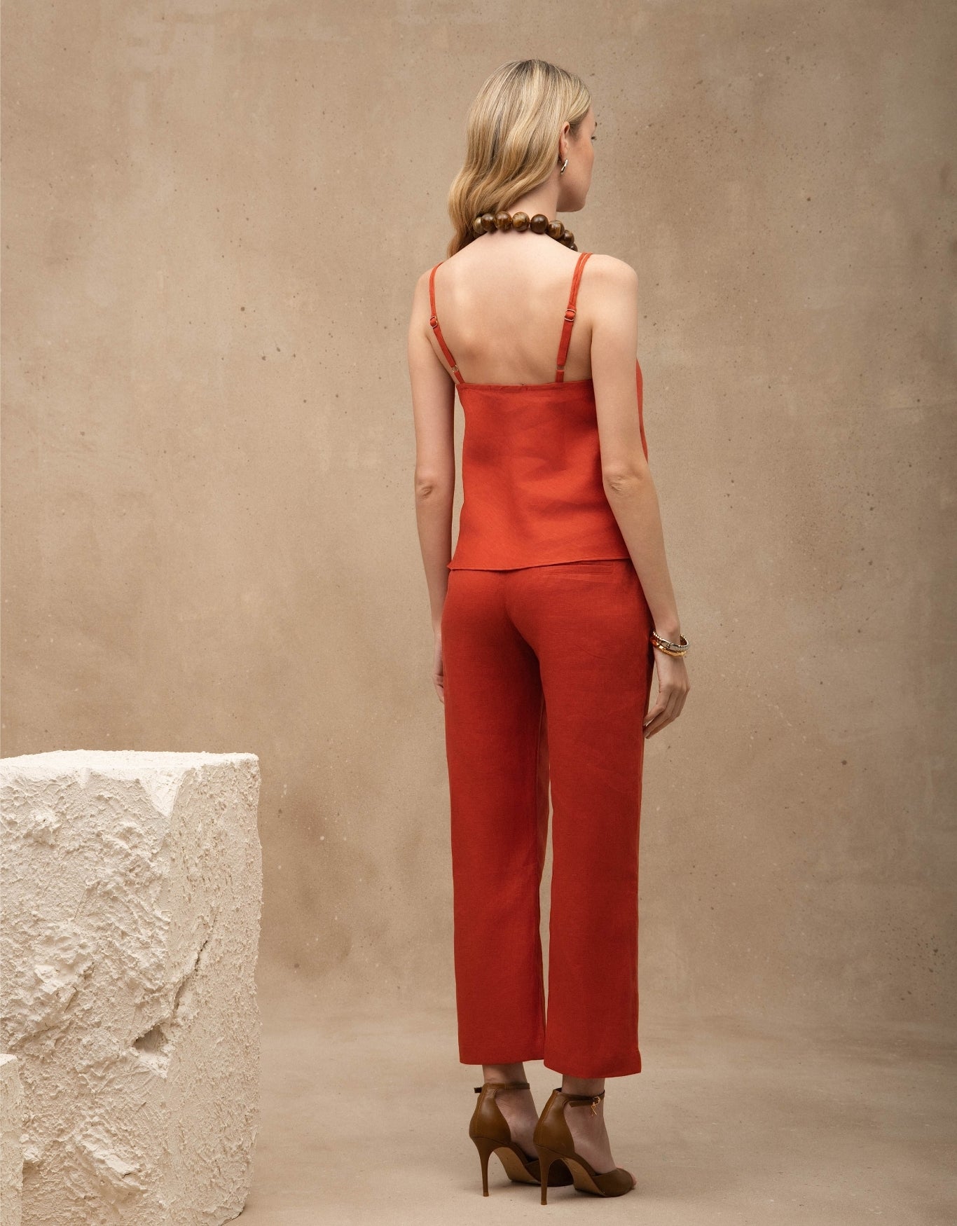 CALÇA ANNA MADRE REINA LINHO LARANJA PAPRIKA