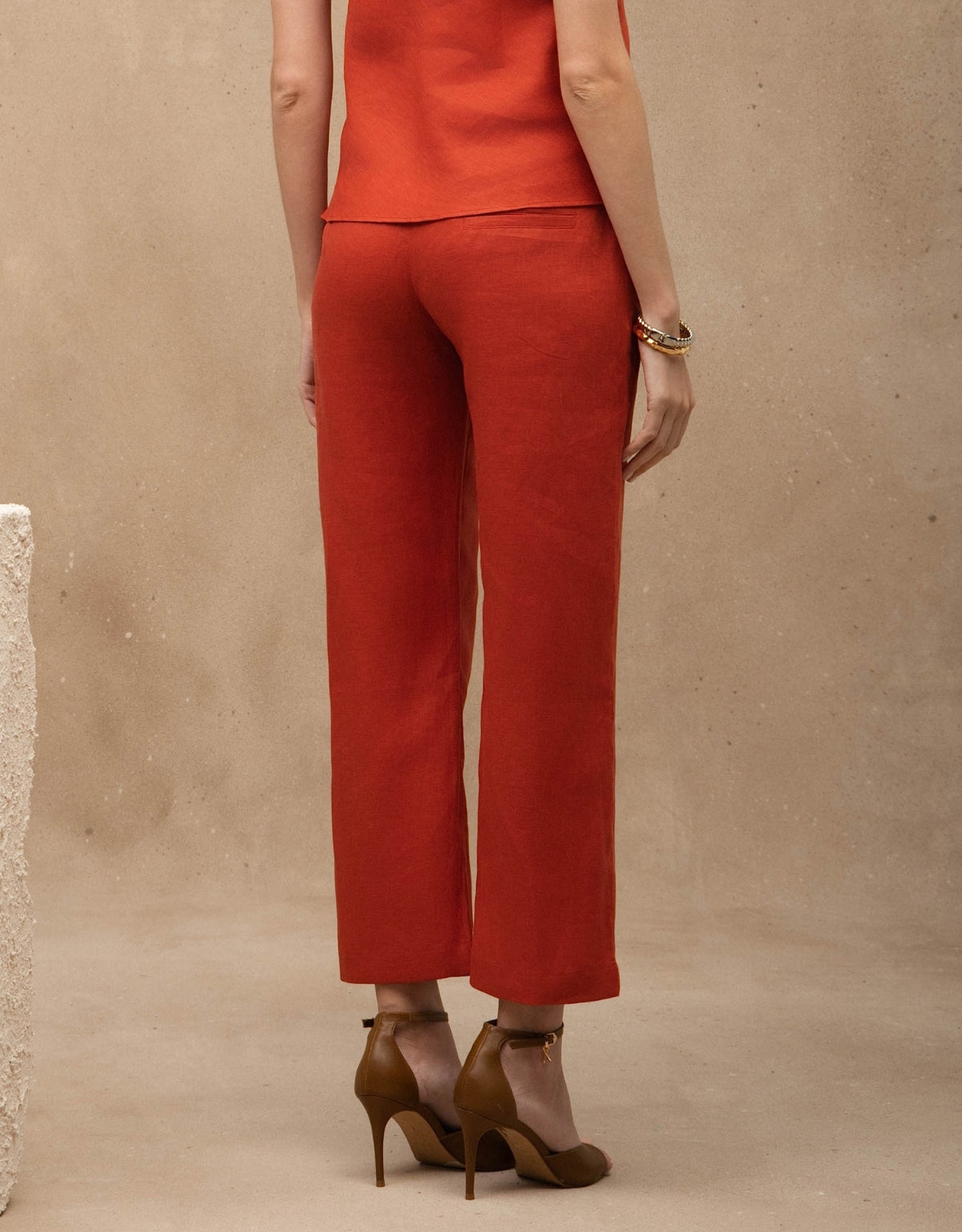 CALÇA ANNA MADRE REINA LINHO LARANJA PAPRIKA