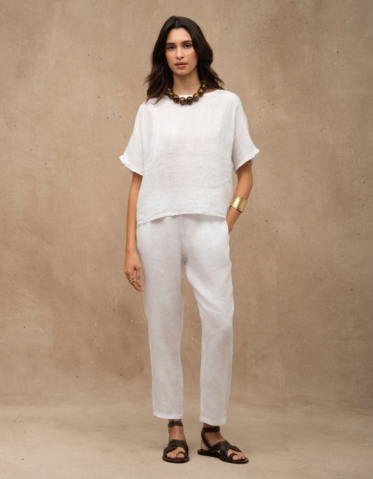 CALÇA EDUARDA MADRE REINA LINHO BRANCO