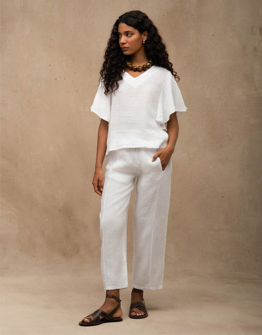 CALÇA LENY MADRE REINA LINHO BRANCO