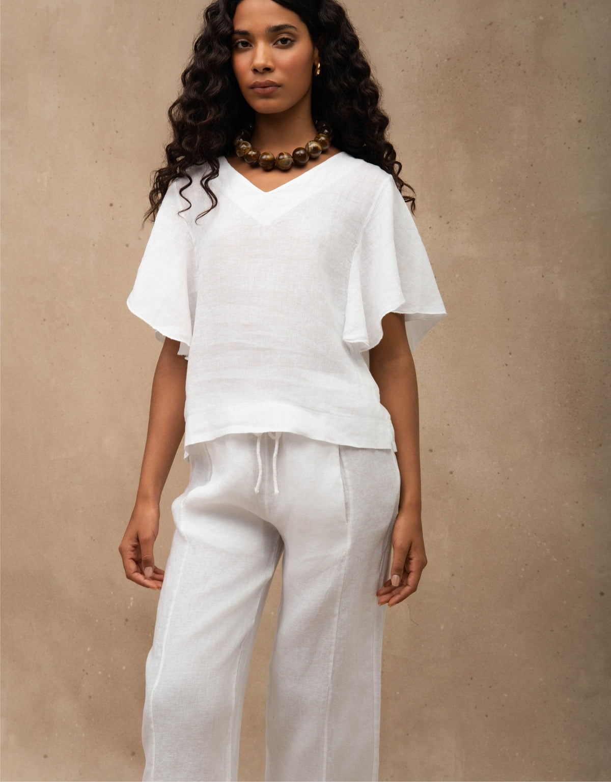 CALÇA LENY MADRE REINA LINHO BRANCO