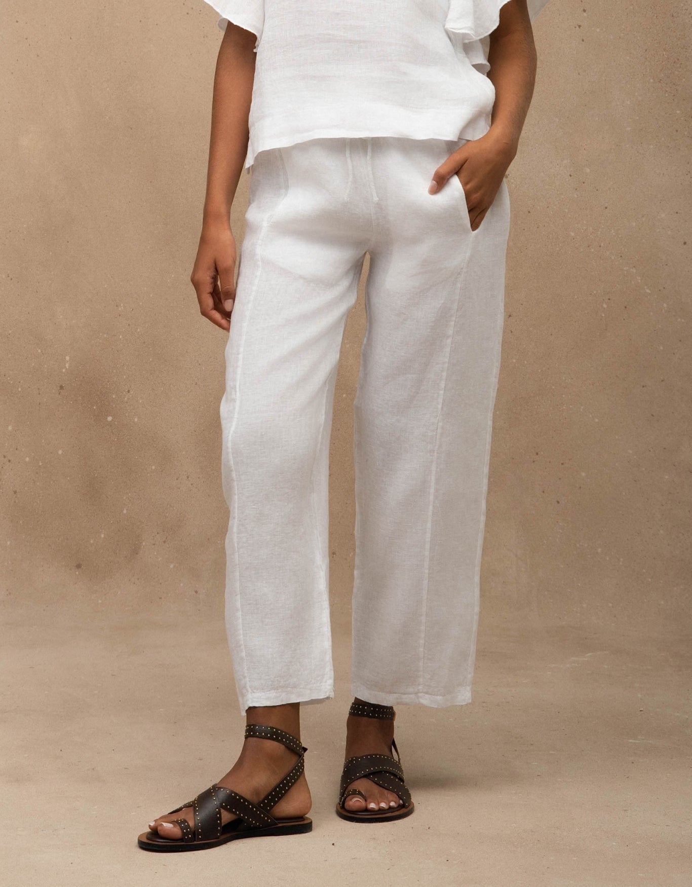 CALÇA LENY MADRE REINA LINHO BRANCO