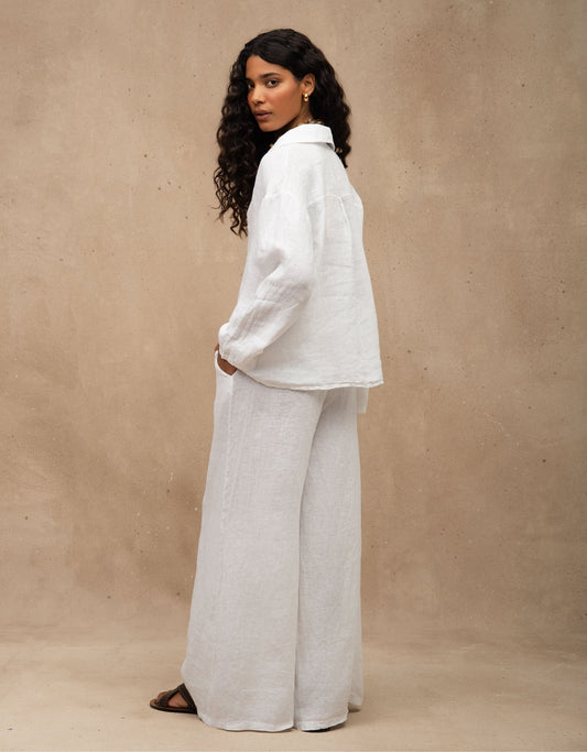 CALÇA PANTALONA MADRE REINA LINHO BRANCO