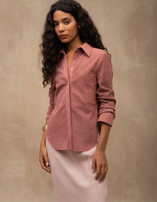 CAMISA BRUNA MADRE REINA CHAMOIS ROSA ROMÃ