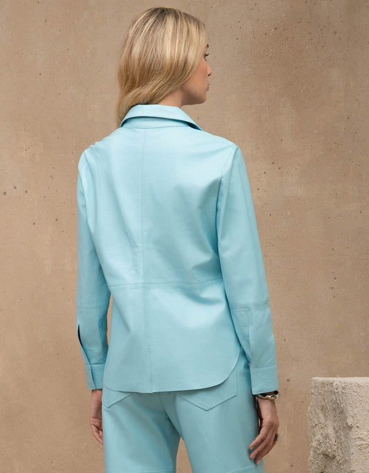 CAMISA BRUNA MADRE REINA COURO AZUL TURQUESA