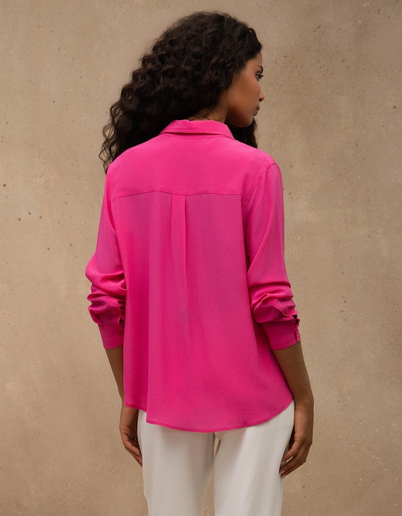 CAMISA CLÁSSICA PESPONTO MADRE REINA SEDA ROSA BLOOM