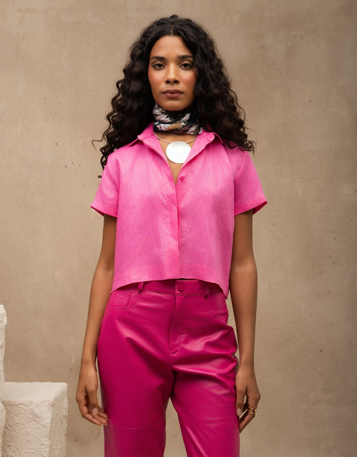 CAMISA LINA MADRE REINA LINHO ROSA BLOOM