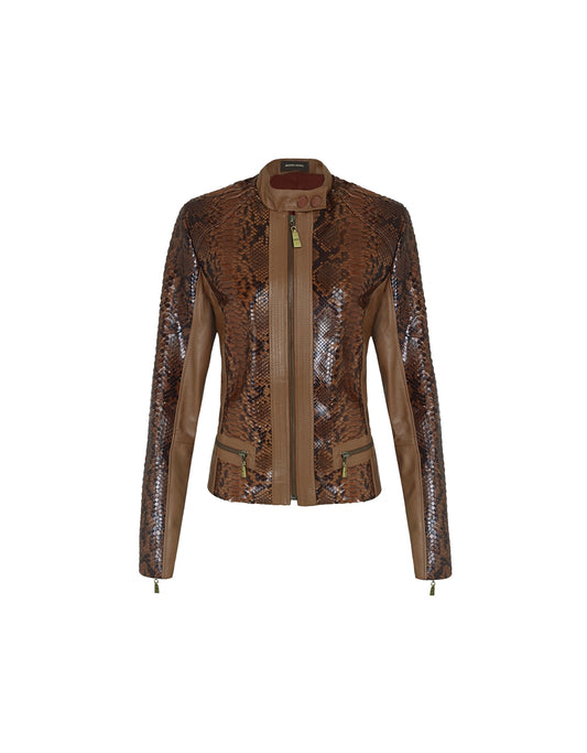 JAQUETA MILA MADRE REINA PYTHON CARAMELO