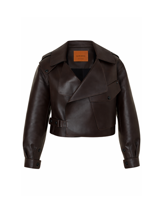 JAQUETA ANITA MADRE REINA COURO MARROM