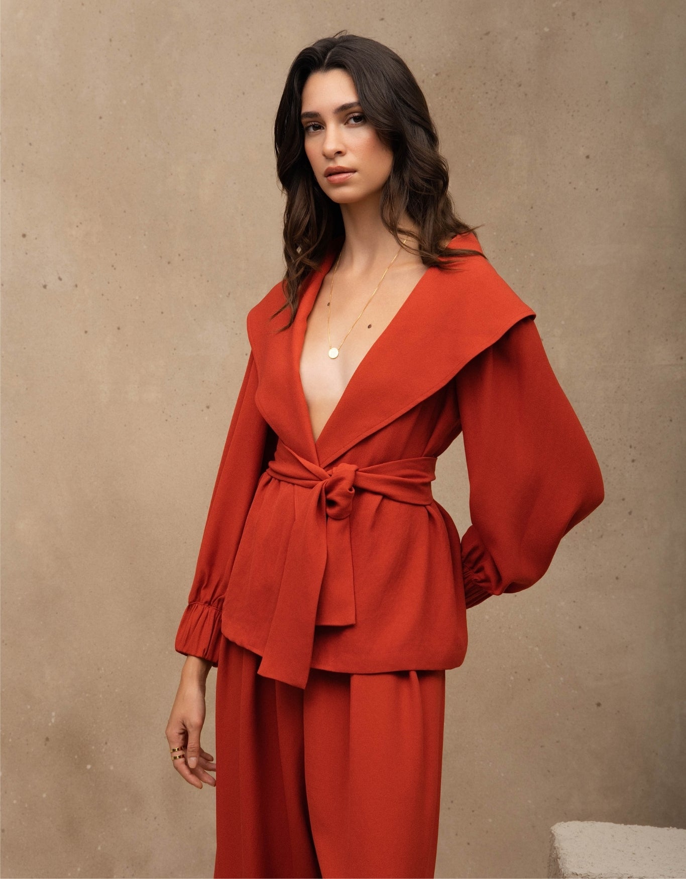 KIMONO LARA  MADRE REINA CREPE PATOU LARANJA PAPRIKA