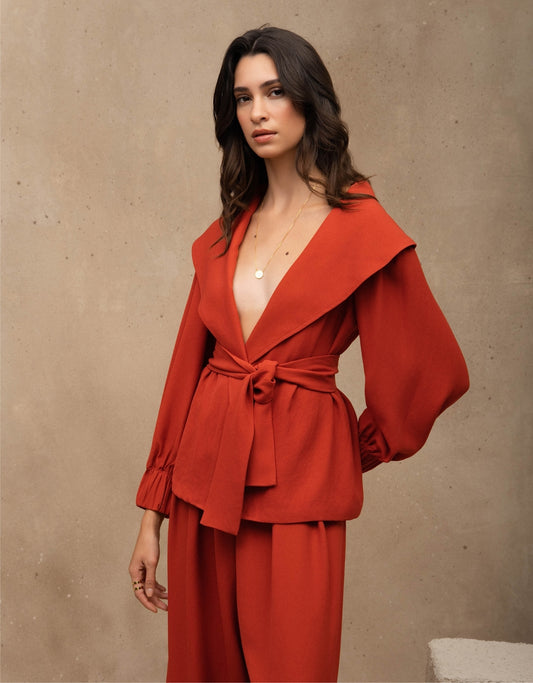 KIMONO LARA  MADRE REINA CREPE PATOU LARANJA PAPRIKA