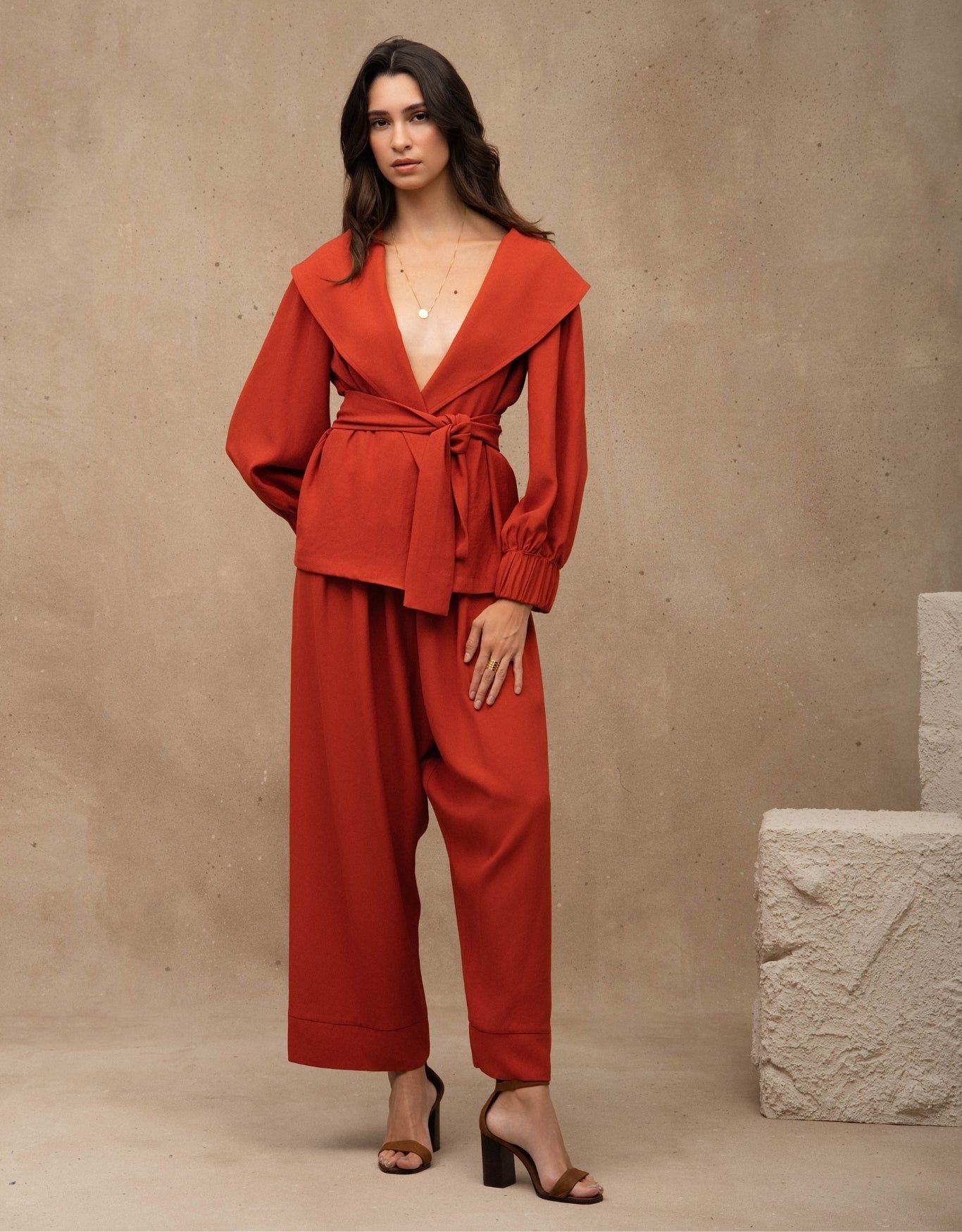 KIMONO LARA  MADRE REINA CREPE PATOU LARANJA PAPRIKA