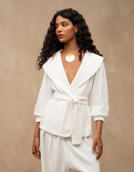 KIMONO LARA  MADRE REINA CREPE PATOU OFF WHITE