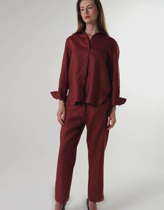 CALÇA ANNA MADRE REINA LINHO CANELA