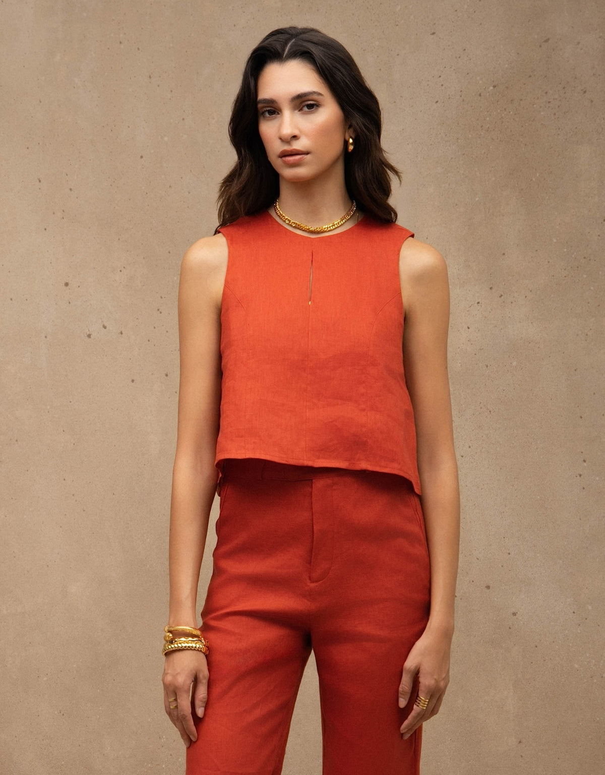 REGATA LIVIA MADRE REINA LINHO LARANJA PAPRIKA