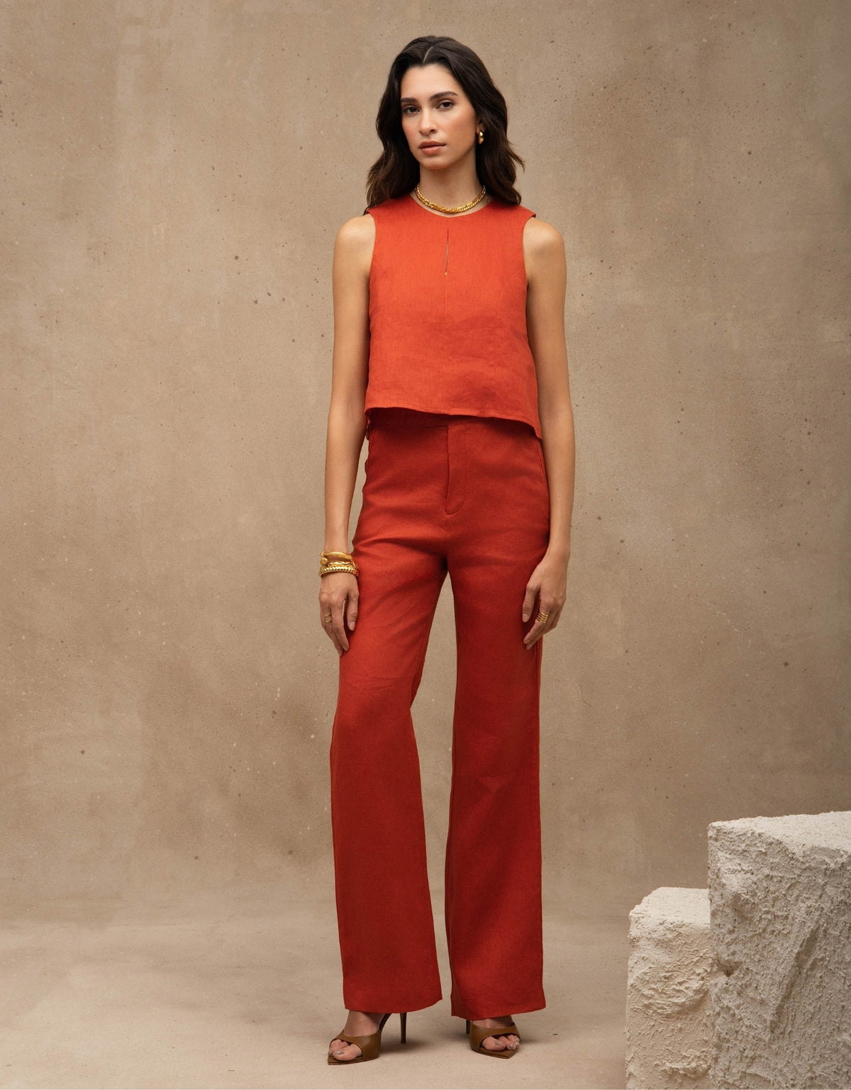 REGATA LIVIA MADRE REINA LINHO LARANJA PAPRIKA