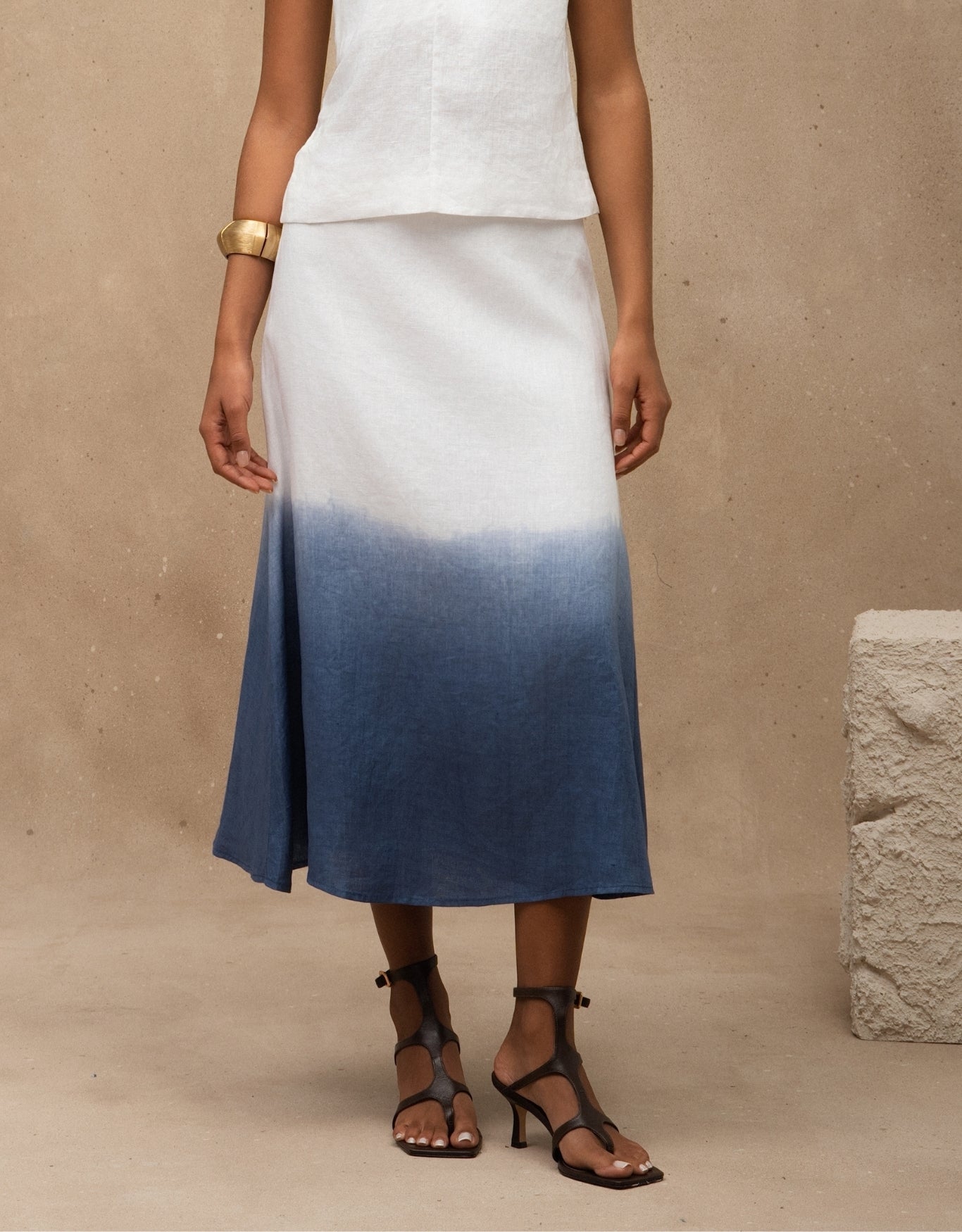 SAIA ANNA OMBRÉ MADRE REINA LINHO AZUL MARINE