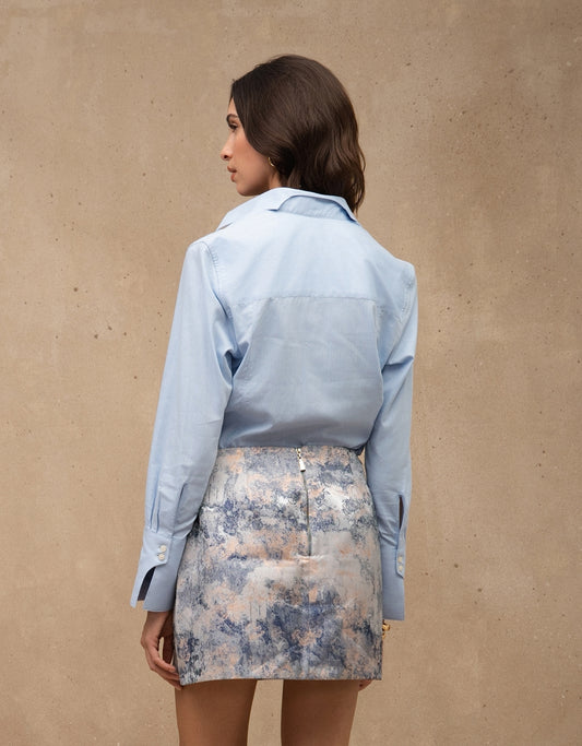 SAIA BROCADO MADRE REINA ALFAIATARIA AZUL ÁGATA