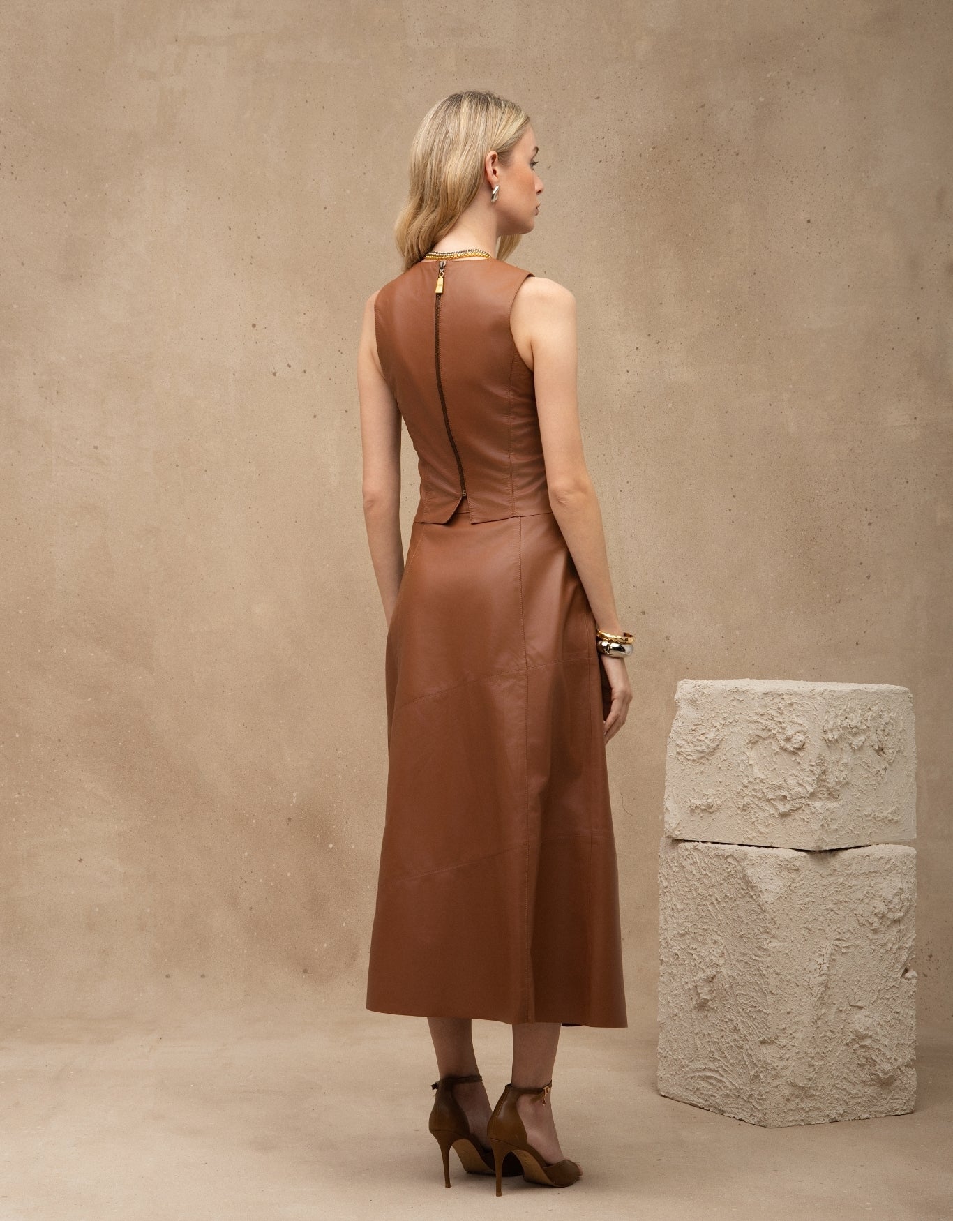 SAIA MIDI AMELY MADRE REINA COURO CARAMELO