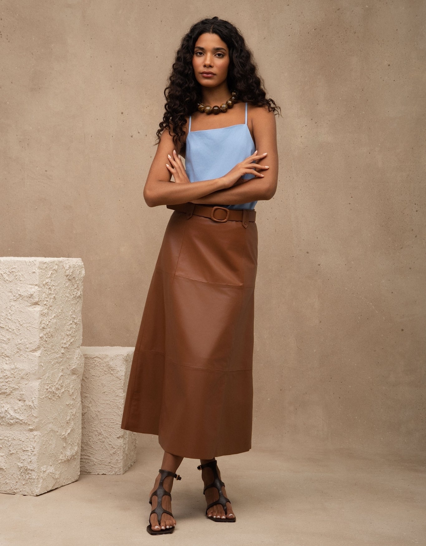 SAIA MIDI BELLA MADRE REINA COURO CARAMELO