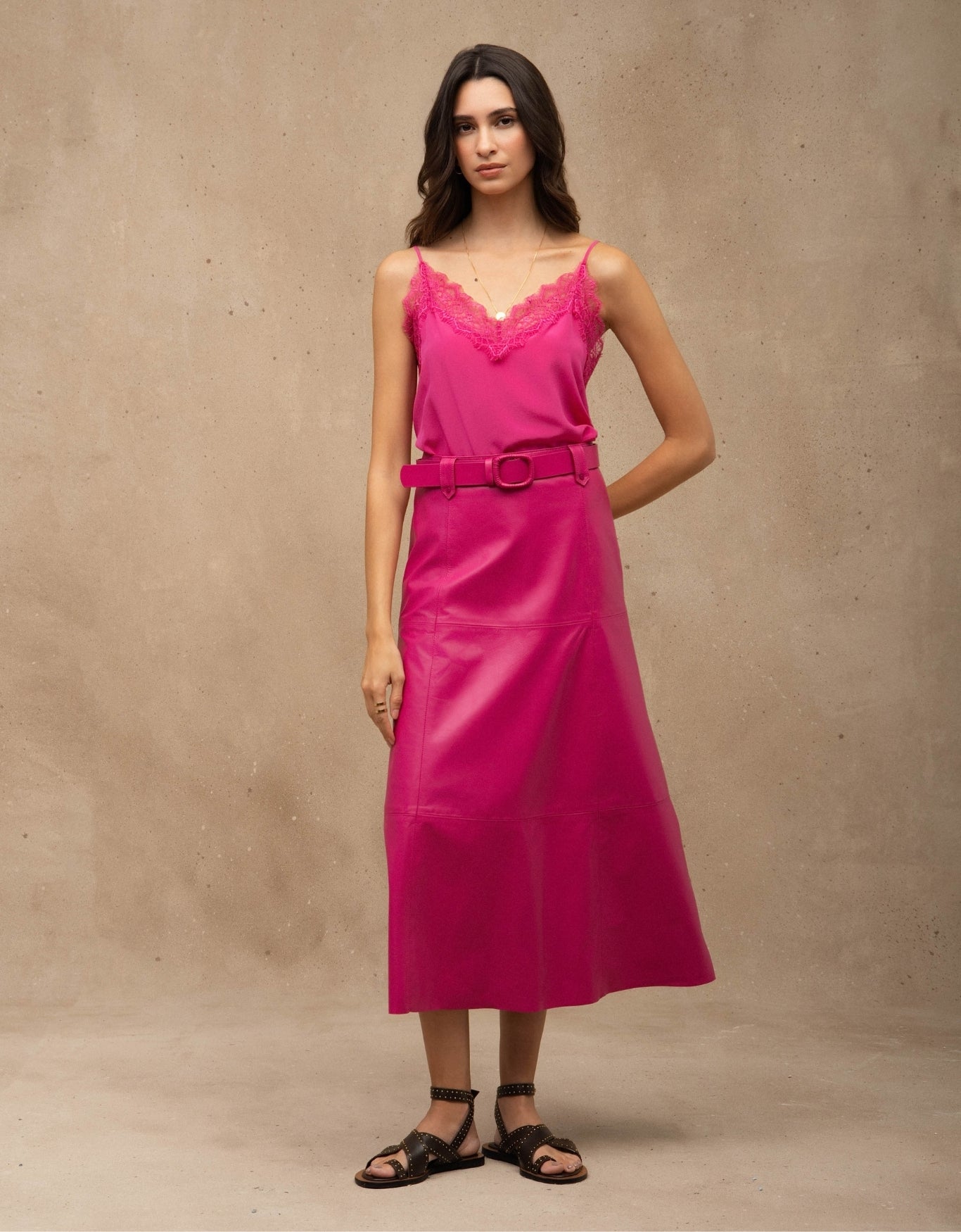 SAIA MIDI BELLA MADRE REINA COURO ROSA BLOOM