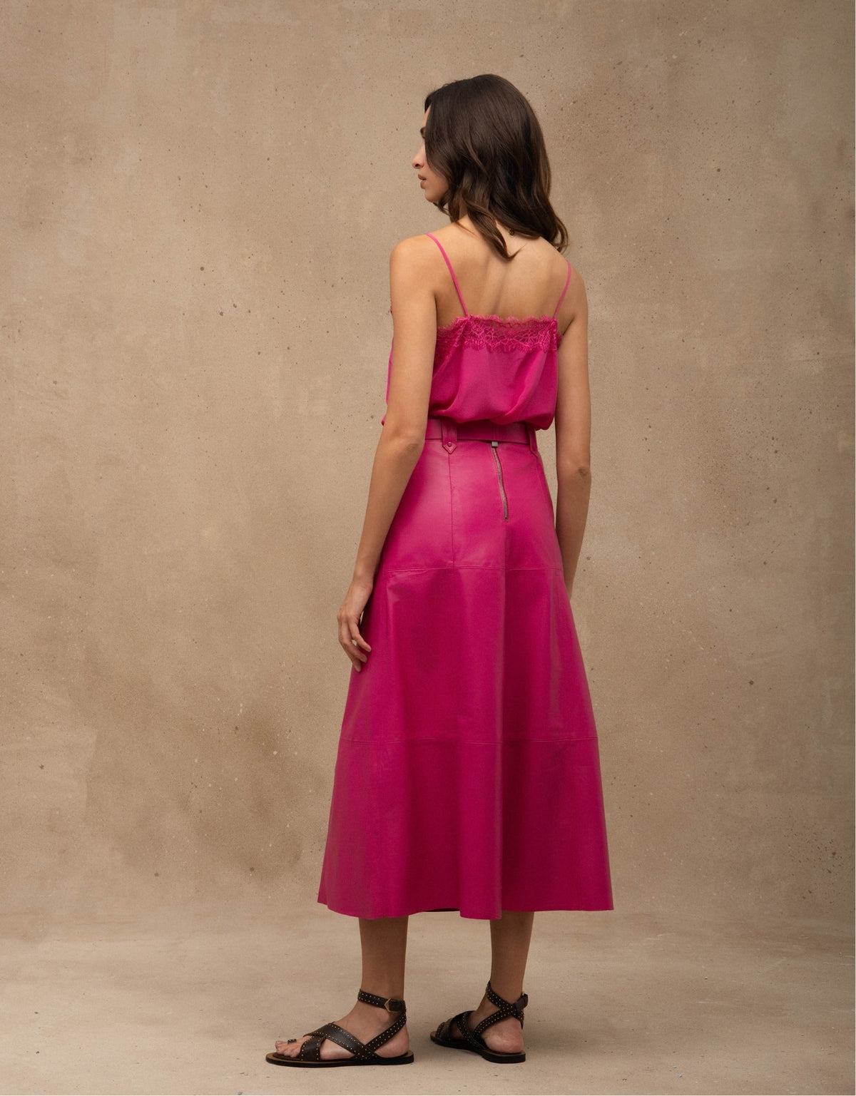 SAIA MIDI BELLA MADRE REINA COURO ROSA BLOOM