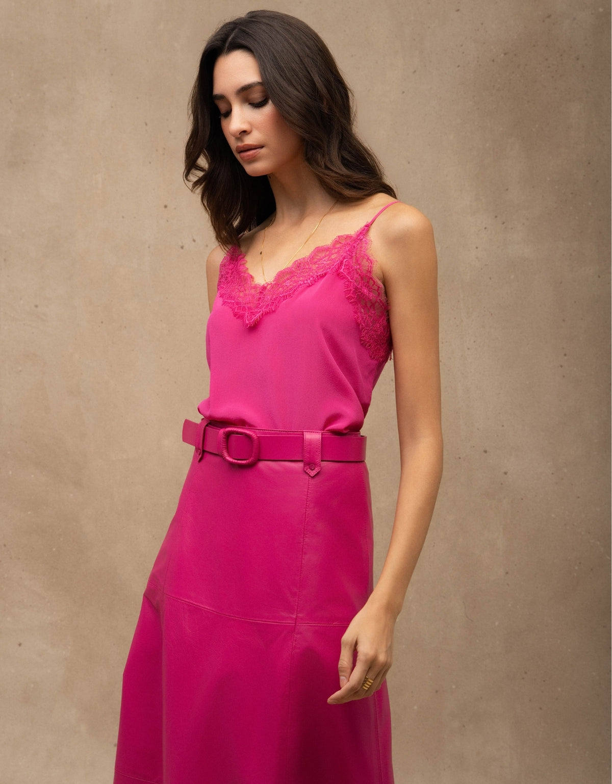 SAIA MIDI BELLA MADRE REINA COURO ROSA BLOOM