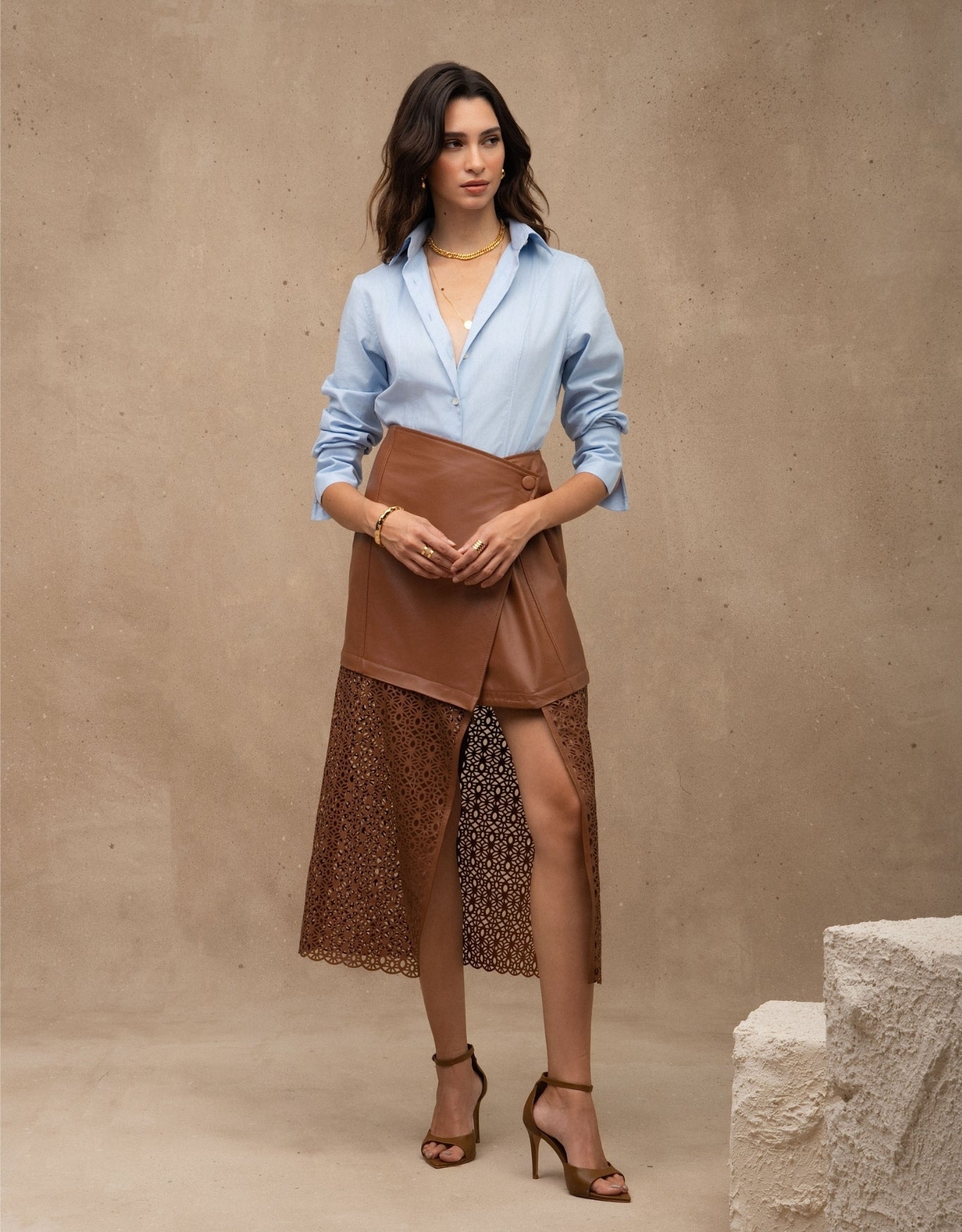 SAIA PALA AYLA MADRE REINA COURO CARAMELO