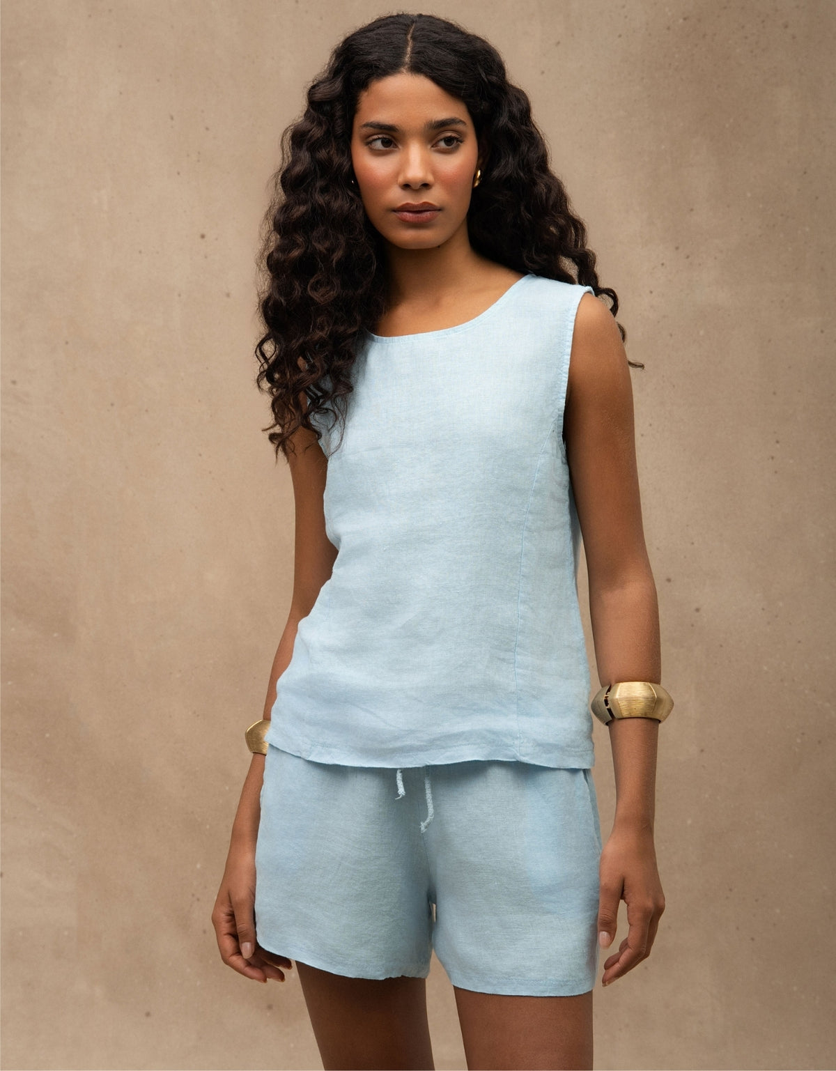 SHORT BASIC MADRE REINA LINHO AZUL ÁGATA