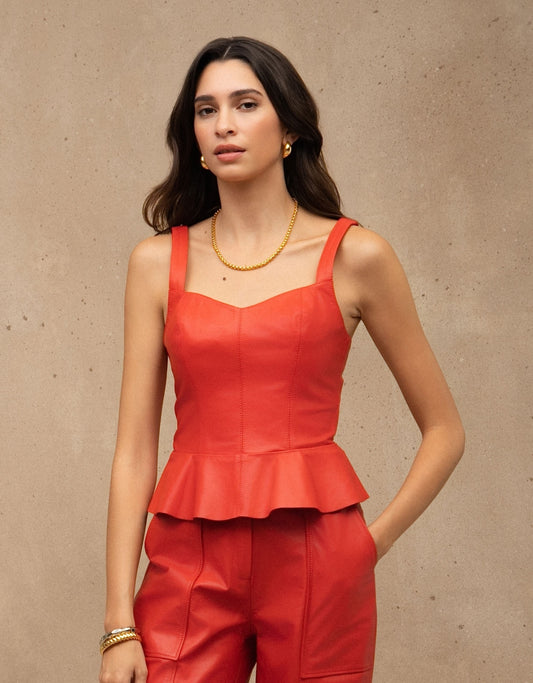 TOP EMILY MADRE REINA COURO VERMELHO TOMATE