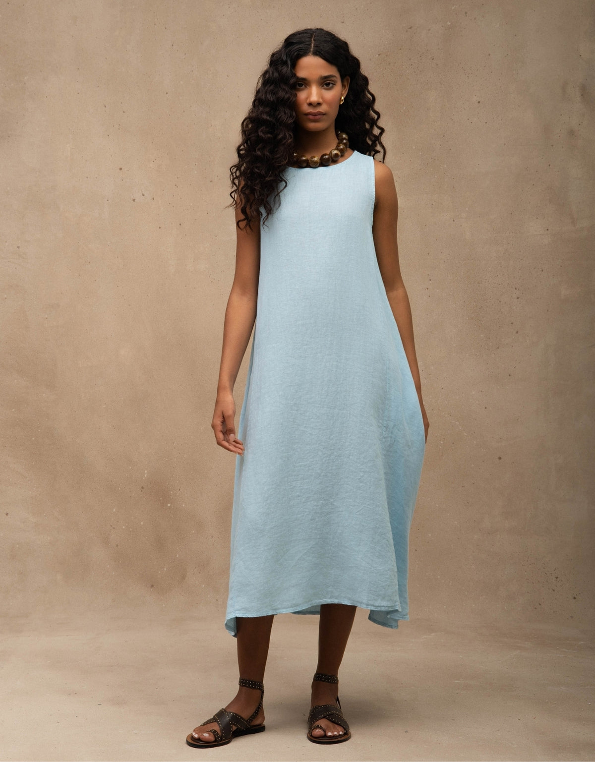 VESTIDO CLASSIC MADRE REINA LINHO AZUL ÁGATA