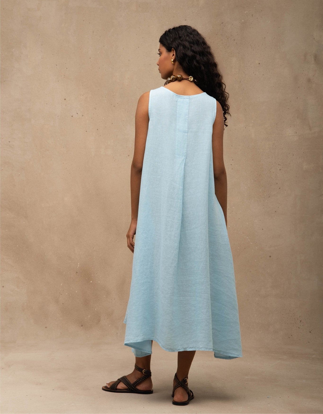 VESTIDO CLASSIC MADRE REINA LINHO AZUL ÁGATA